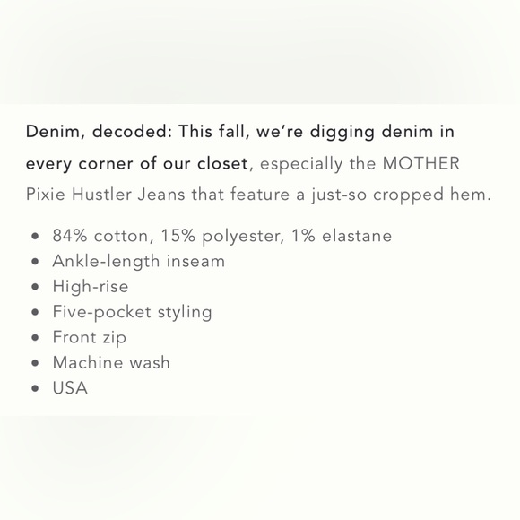 MOTHER “PIXIE HUSTLER ANKLE” WASH: TAROT TIME **SIZE 26 *NWT $258.00 - Picture 12 of 13